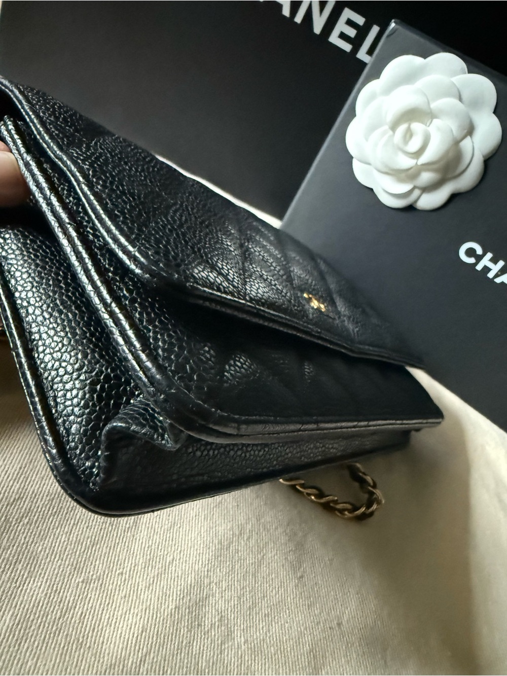 CHANEL Black Quilted Caviar Leather with Gold Hardware - Picture 4 of 13